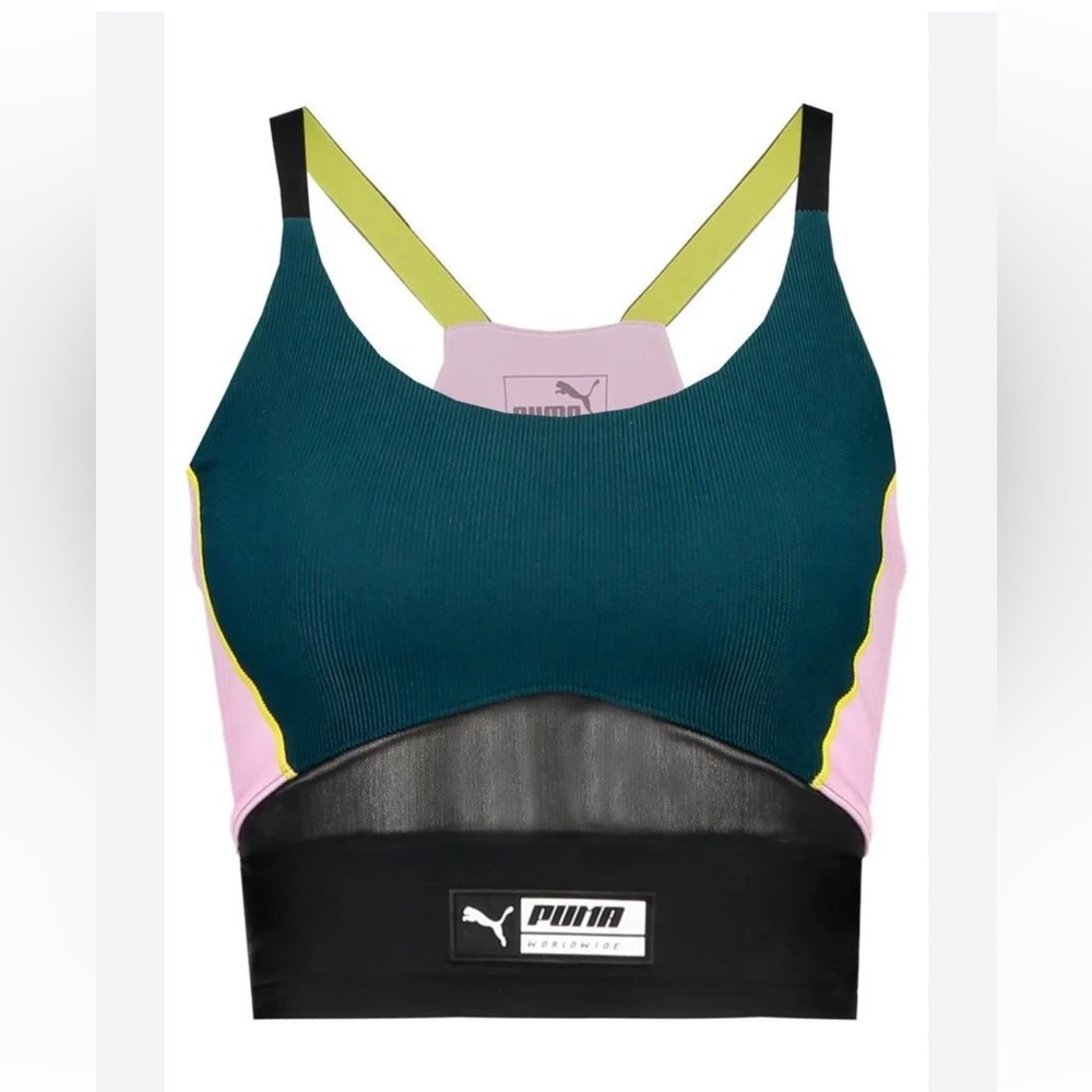 Puma TZ crop top, green/pink/black, size small - Picture 2 of 12